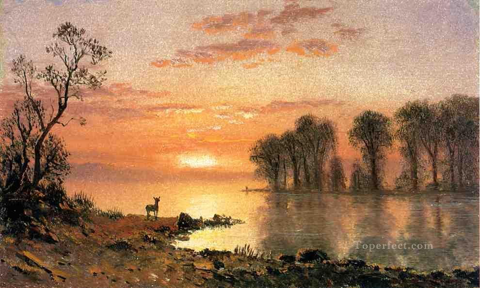 Sunset Albert Bierstadt Landscape Oil Paintings